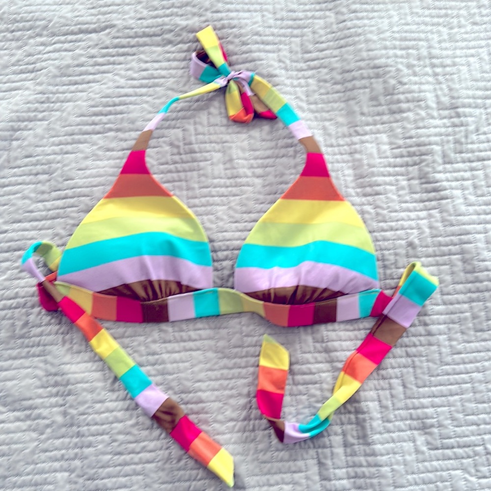 Striped halter Victoria’s Secret bikini with tie-side bottoms - Picture 3 of 6